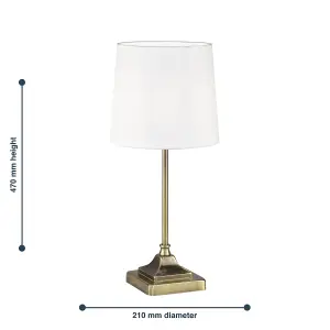 First Choice Lighting Aldersley Antique Brass White Table Lamp With Shade