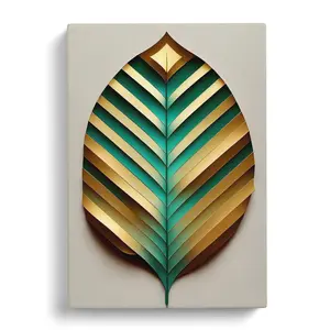 Art Deco Leaf No.5 - Wrapped Canvas Print 60cm H x 40cm W x 3cm D