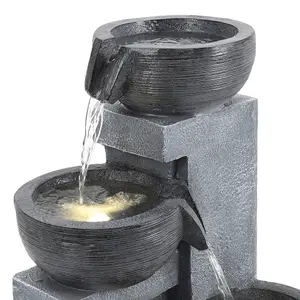 Outdoor 4-Tier Electric Water Fountain Decor with Warm Light