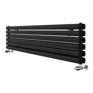 Right Radiators 1800x354 mm Horizontal Vertical Oval Column Radiator Double Panel Rads Black