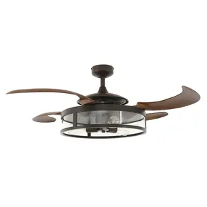 122 Cm Ceiling Fan Adilene With Remote Control Oil Rubbed Bronze with Brown Blades