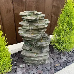 Aqua Creations 4 Bowl Textured Granite Mains Plugin Powered Water Feature