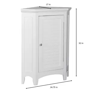 Teamson Home Bathroom Standing Corner Cabinet, Wooden Cabinet with Shutter Door, Bathroom Storage