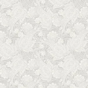 Hoopla Walls Grey Paisley Smooth Matt Wallpaper