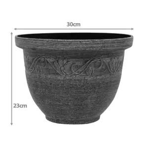 simpa 2PC Rustic Grey Kingscliffe Plastic Planters 30cm (Dia)