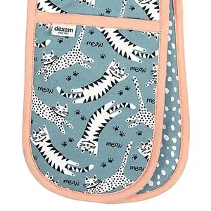 Dexam Recycled Cotton Meow Double Oven Glove Blue