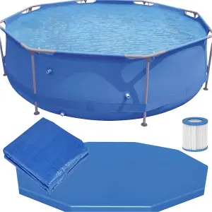 10ft Steel Frame Above-Ground Swimming Pool Set with Pump and Accessories for Kids