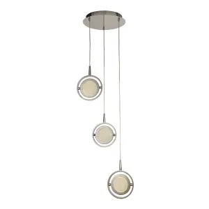 Lighting Collection Tamia Chrome LED 3Lt Multi-Drop Pendant