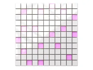 Ceramic mosaic with glass inserts on mesh for bathroom or kitchen 300mm x 300mm - Pink violet