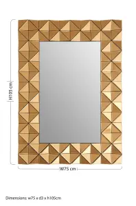 Interiors by Premier Luxurious Geomatric Copper Wall Mirror, Sunburst Design Wall Mirror For Bedroom, Indoor Accent Mirror