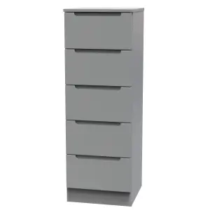 Milan Ready assembled Grey 5 Drawer Bedside chest (H)1067mm (W)370mm (D)390mm