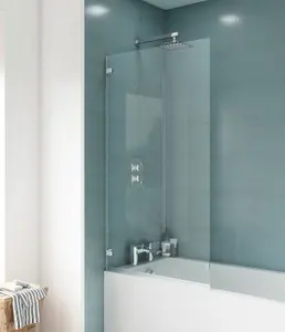 Chrome 5mm Toughened Safety Glass Hinged Shower Bath Screen