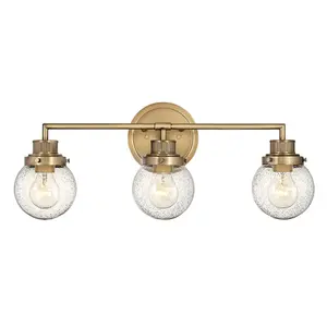 Luminosa Hinkley Poppy Bathroom Wall Lamp Heritage Brass, IP44