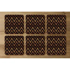 Square 6 Piece Coaster Set (Set of 6) Brown