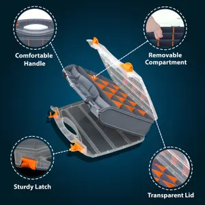 32 Compartment Double Sided Storage Box Tool Organiser Carry Case for Screws & Small Parts