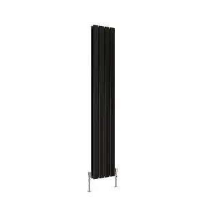 Vertical Black Double Flat Panel Radiator (H) 1600 mm x (W) 272 mm, 3668 BTU.