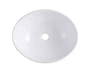 GoodHome Nessa Gloss White Oval Counter top Basin (W)40.5cm