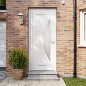 Fortia Hermoso Frosted Glazed White LH External Front Door set, (H)2085mm (W)840mm