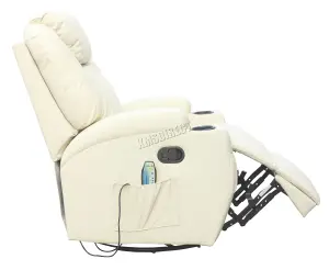 WestWood Bonded Leather Massage Sofa Swivel Chair Cinema Recliner Heating Function Beige