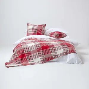 Homescapes Red Tartan Check Sofa and Bed Throw, 150 x 200 cm