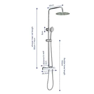 Nes Home Thermostatic Shower Mixer Valve 250mm LED Shower Head, Riser Rail Kit