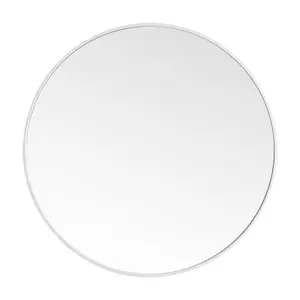 Baum Metal Flat Wall Mirror White / 60 cm H x 60 cm W