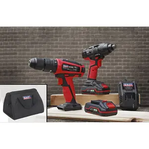 Sealey 20V 2x2.0Ah Cordless 13mm Hammer Drill Driver Combo Kit CP20VDDCOMBO