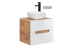 600 Vanity Unit for Countertop Sink Wall Bathroom Drawer Cabinet White Gloss Oak Arub