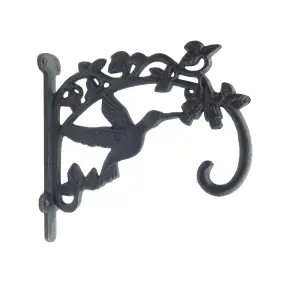 Oakcrafts - Antique Cast Iron Small Decorative Hummingbird Bracket for Hanging Baskets