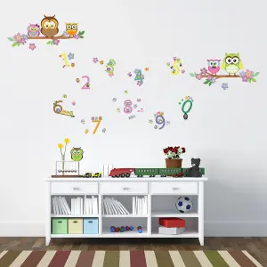 Walplus Combo Kids Owl Tree Wall Sticker - Number PVC