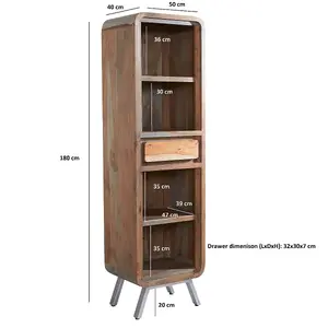 Lava Solid Wood 1 Drawer With 4 Shelves Narrow Bookcase