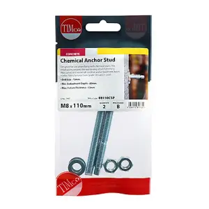 Timco - Chemical Anchor Studs - Zinc (Size M8 x 110 - 2 Pieces)