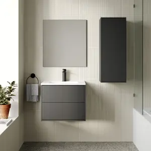 Banyetti Venti Noir 600mm Wall Hung Vanity Unit with Basin - Matt Black