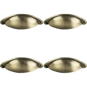 4x Traditional Cup Pull Handle 104 x 26mm 64mm Fixing Centres Burnished Brass