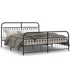 Berkfield Metal Bed Frame without Mattress with Footboard Black 183x213cm