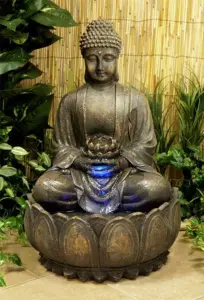 Primrose Blossoming Buddha Water Feature with Lights 57cm