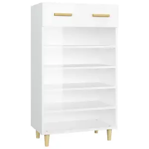 Berkfield Shoe Cabinet High Gloss White 60x35x105 cm Engineered Wood