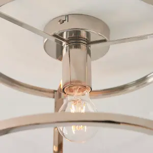 Madeley Bright Nickel with Clear Glass Contemporary 1 Light Flush Ceiling Light