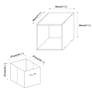 URBNLIVING 30cm Height White Wooden Shelves Cubes Storage Units With Cream Drawer Insert