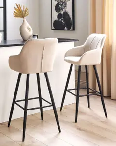 Set of 2 Bar Chairs DARIEN Light Beige