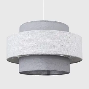 ValueLights Weaver Grey Ceiling Pendant Shade and B22 GLS LED 10W Warm White 3000K Bulb