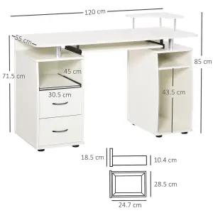 HOMCOM Computer Office Desk Table Workstation w/ Keyboard Tray, Drawer, White