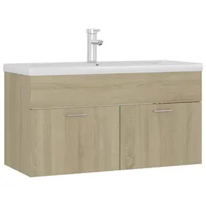 Berkfield Sink Cabinet with Built-in Basin Sonoma Oak Engineered Wood