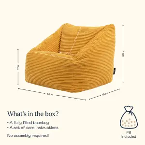 icon Kids Morgan Corduroy Armchair Bean Bag Ochre Yellow Childrens Bean Bags