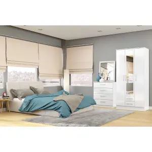 Birlea Lynx 3 Door 2 Drawer Wardrobe With Mirror White