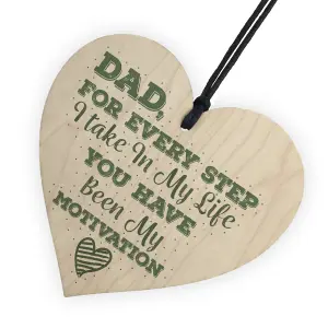 Red Ocean Fathers Day Gift Birthday From Son Daughter Hanging Wooden Heart Novelty Present For Men