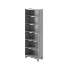 URBNLIVING 180cm Height Ash Grey 6 Tier Wooden Bookcase Shelf Storage Display Shelving Unit