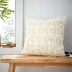 Catherine Lansfield Chunky Marl Knit Cosy 45x45 cm Cushion Cream