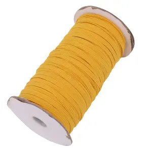 5mm Wide Flat Elastic Band, Adjustable Strech Elastic Cord Flat Tape, Yellow - 25 metres