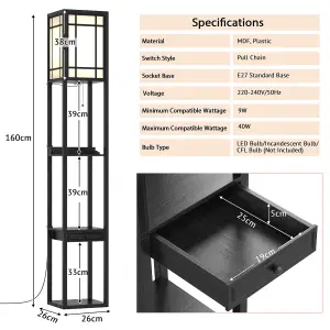 Costway Floor Lamp Freestanding Bedside Lounge Light Lamp W/ 3 Tier Shelves & 2 USB Ports